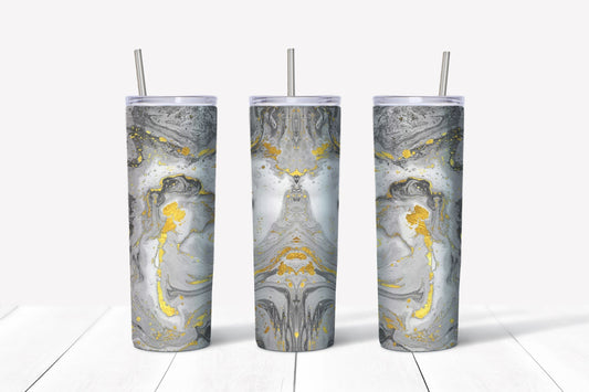 Silver and Gold Marble Tumbler 20 oz