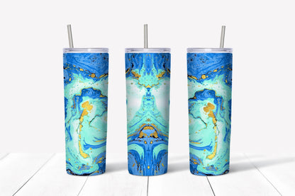 Blue/Gold Marble Look Tumbler 20 oz