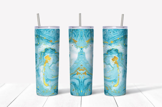 Turquoise and Gold Tumbler 20 oz
