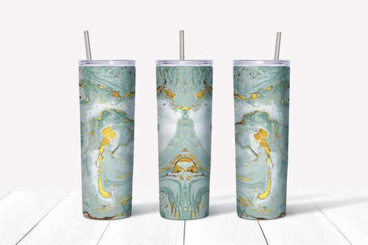 Pale Blue and Gold Tumbler 20 oz