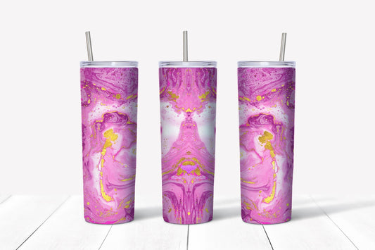 Pink and Gold Marble Tumbler 20 oz